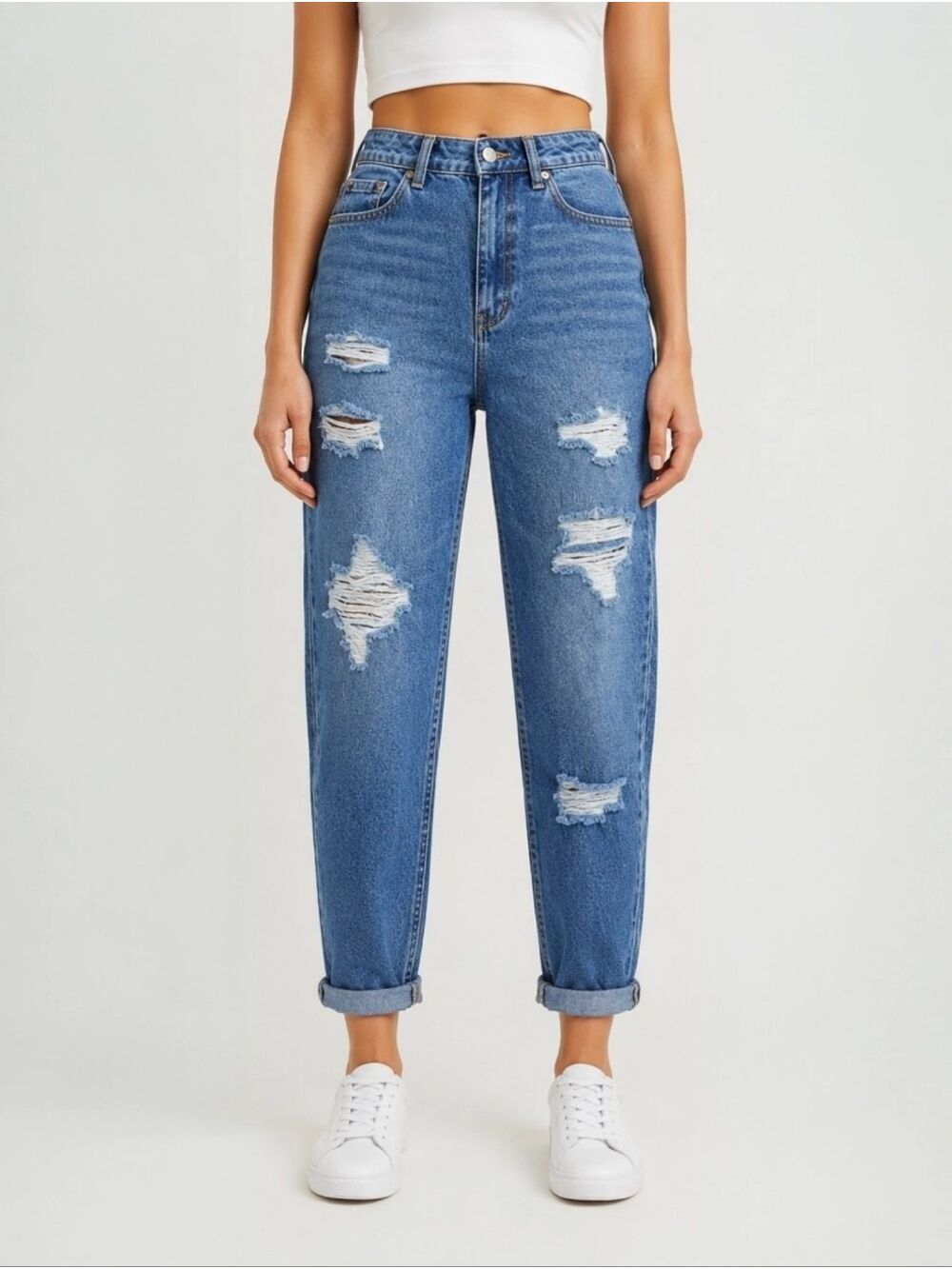 Blue Spice High Rise Distressed Skinny Girlfriend Jeans Size 15 NWT